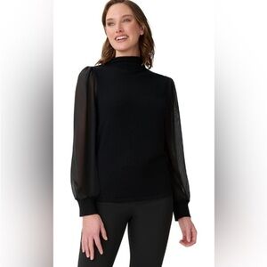 Adrianna Papell NWT Funnel Neck Sweater long sheer sleeves XS  workwear office